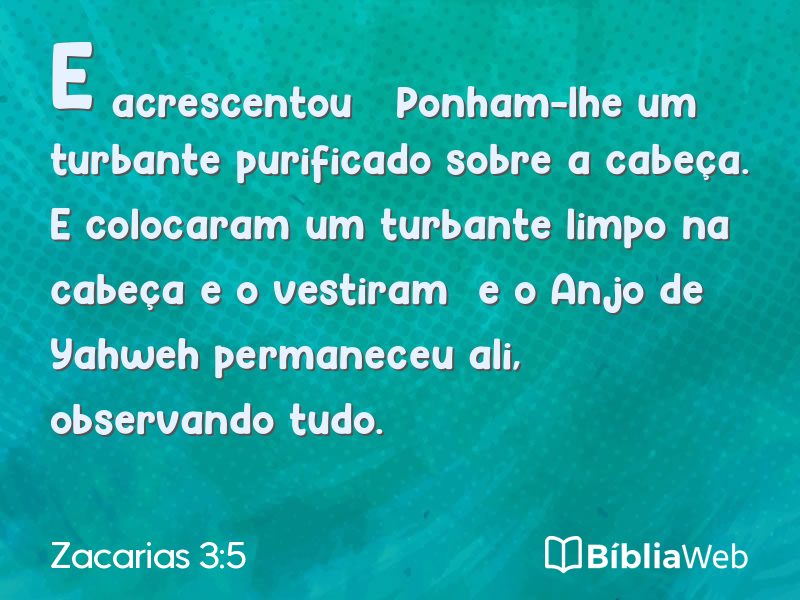 Zacarias 3:5 em imagem para compartilhar