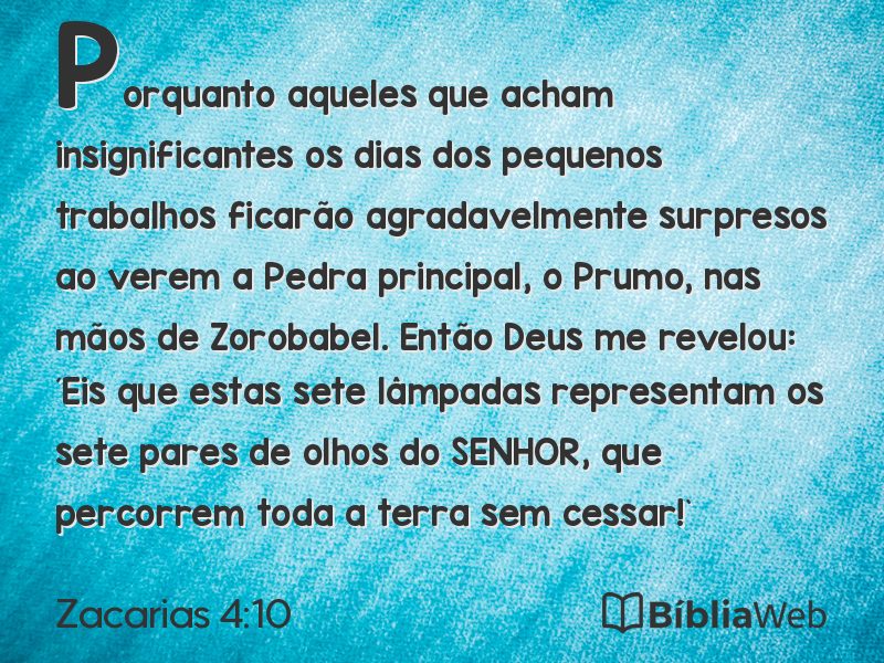 Zacarias 4:10 em imagem para compartilhar