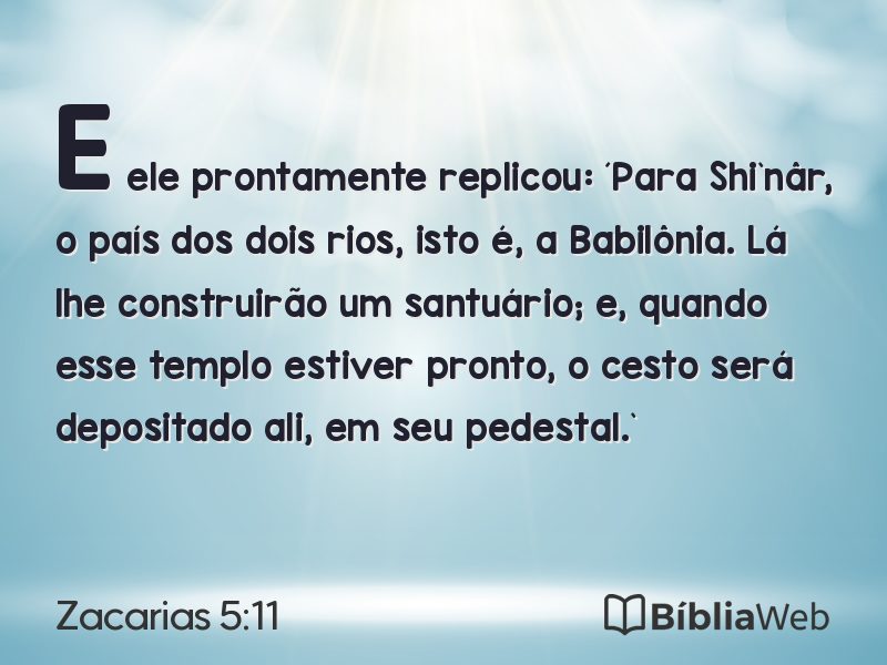 Zacarias 5:11 em imagem para compartilhar