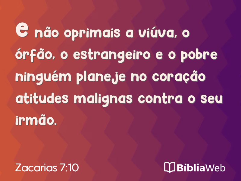 Zacarias 7:10 em imagem para compartilhar