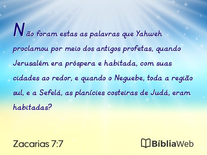 Zacarias 7:7 em imagem para compartilhar