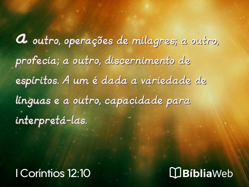I Coríntios 12:10 em imagem para compartilhar