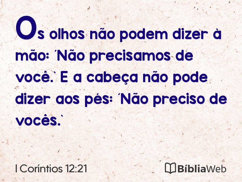 I Coríntios 12:21 em imagem para compartilhar