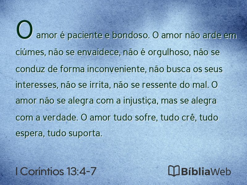 I Coríntios 13:4-7 em imagem para compartilhar