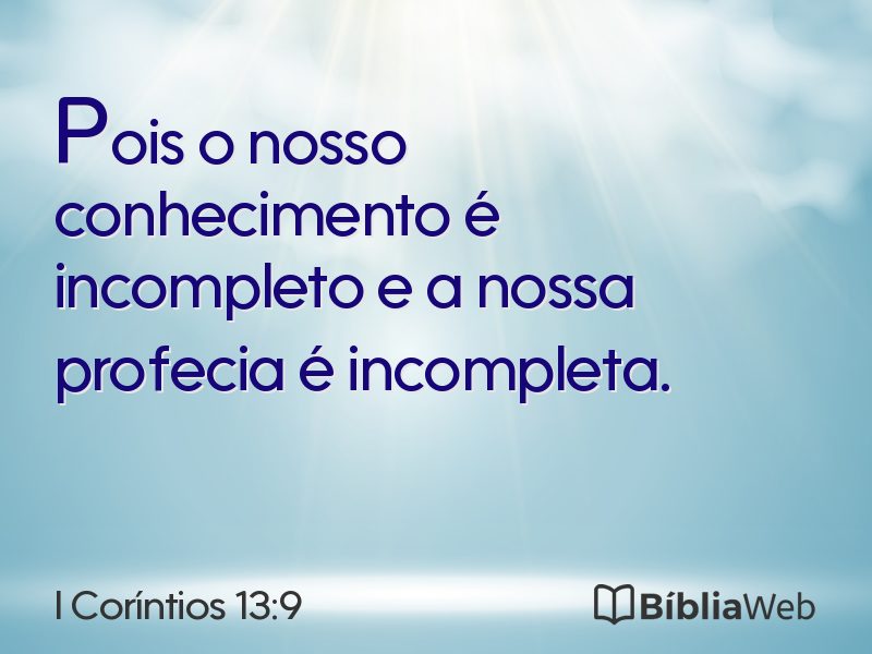 I Coríntios 13:9 em imagem para compartilhar