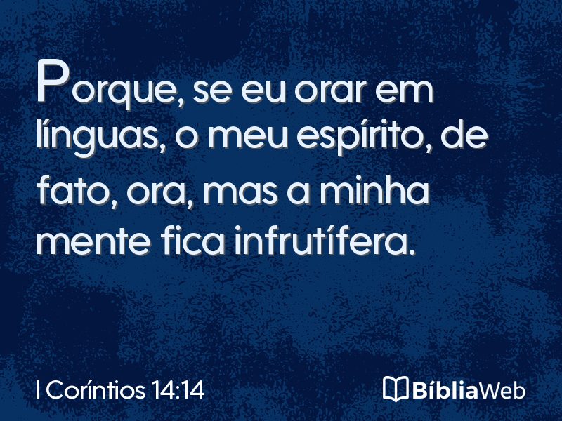 I Coríntios 14:14 em imagem para compartilhar