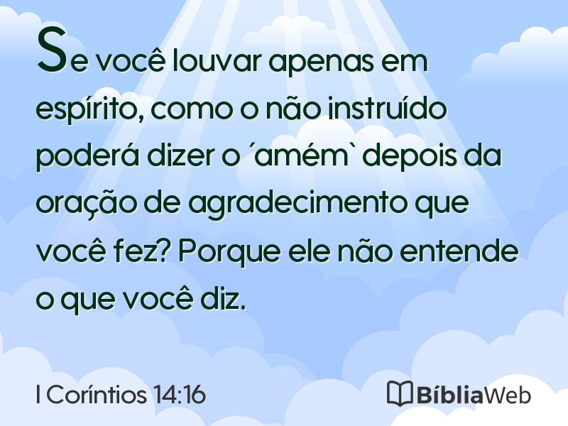 I Coríntios 14:16 em imagem para compartilhar