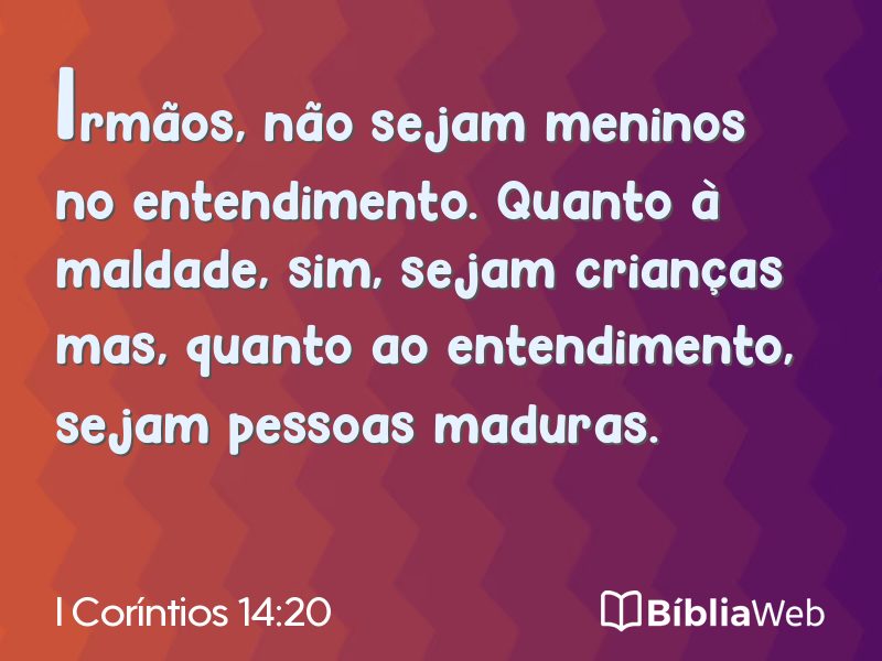 I Coríntios 14:20 em imagem para compartilhar