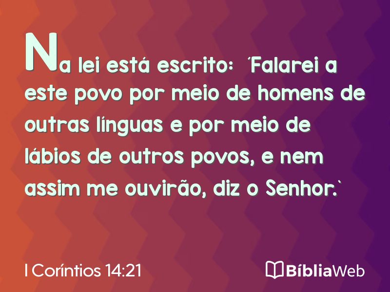 I Coríntios 14:21 em imagem para compartilhar