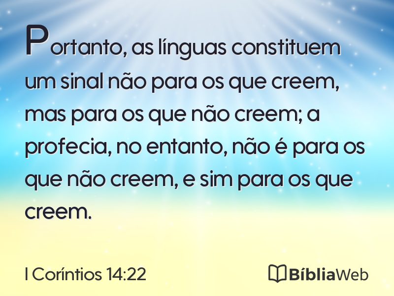 I Coríntios 14:22 em imagem para compartilhar