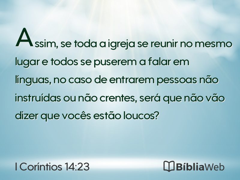 I Coríntios 14:23 em imagem para compartilhar