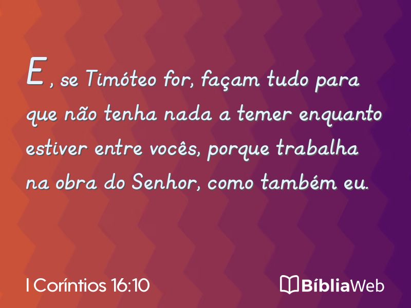 I Coríntios 16:10 em imagem para compartilhar