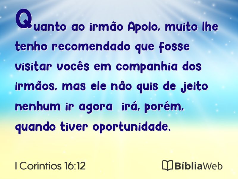 I Coríntios 16:12 em imagem para compartilhar