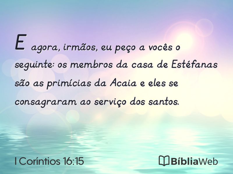I Coríntios 16:15 em imagem para compartilhar