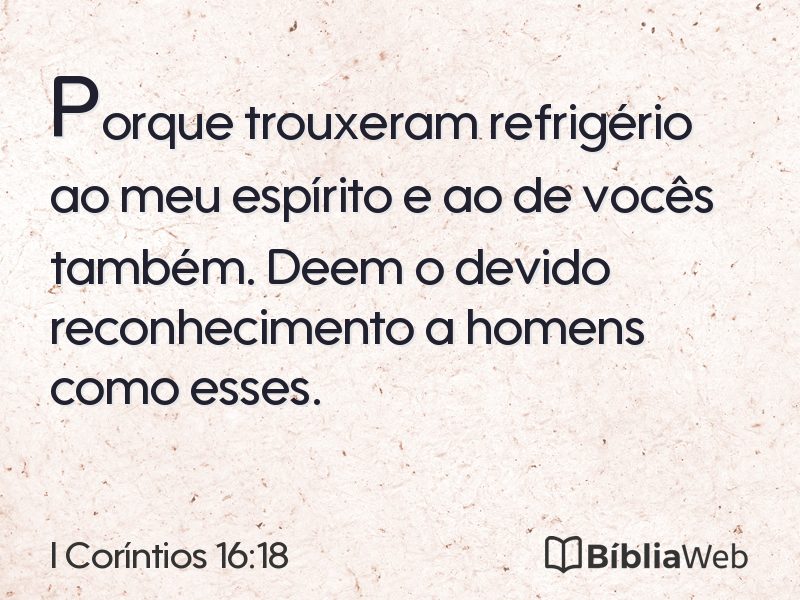 I Coríntios 16:18 em imagem para compartilhar