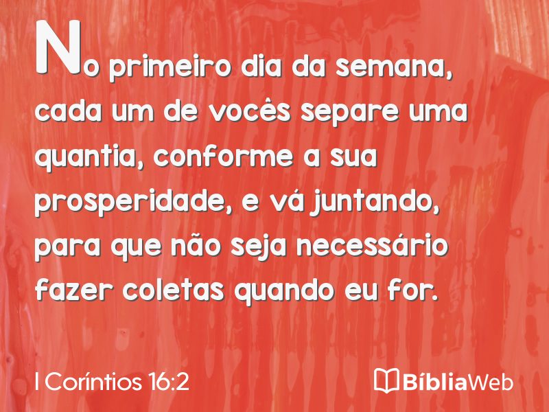I Coríntios 16:2 em imagem para compartilhar