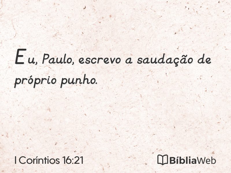 I Coríntios 16:21 em imagem para compartilhar