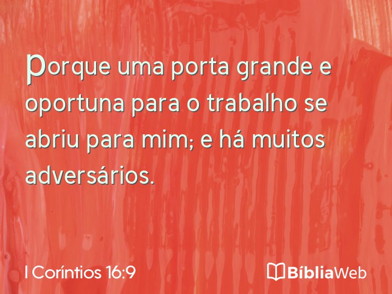 I Coríntios 16:9 em imagem para compartilhar