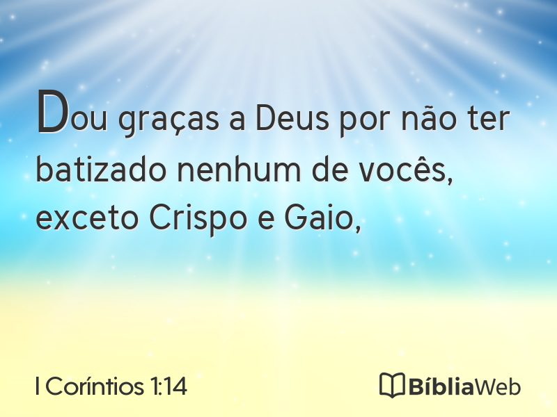 I Coríntios 1:14 em imagem para compartilhar
