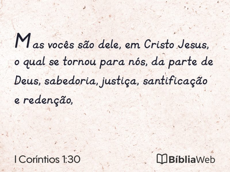 I Coríntios 1:30 em imagem para compartilhar
