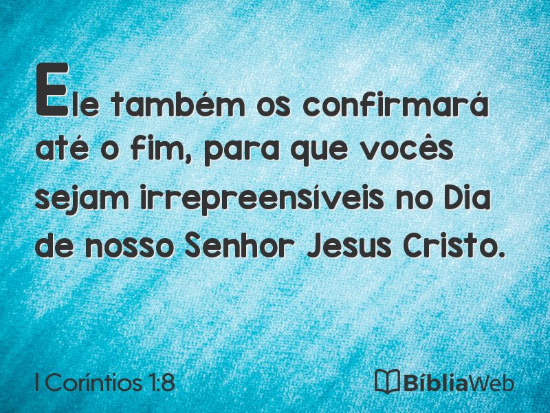 I Coríntios 1:8 em imagem para compartilhar