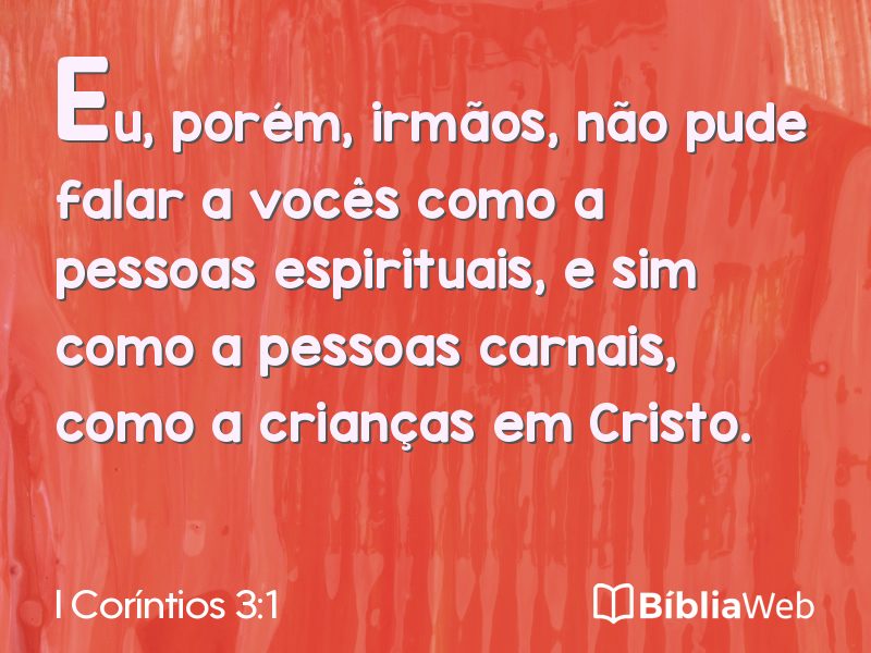 I Coríntios 3:1 em imagem para compartilhar