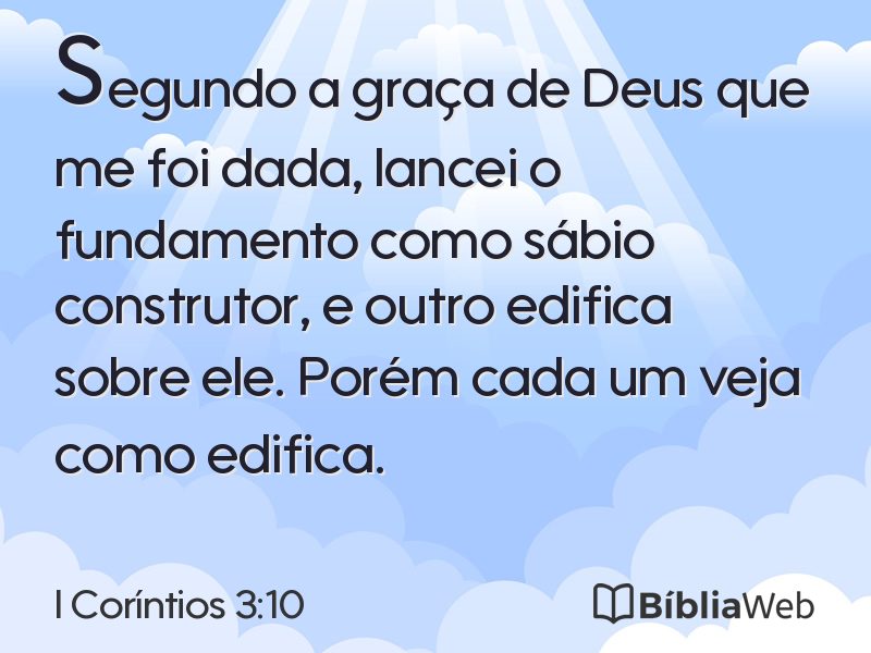 I Coríntios 3:10 em imagem para compartilhar
