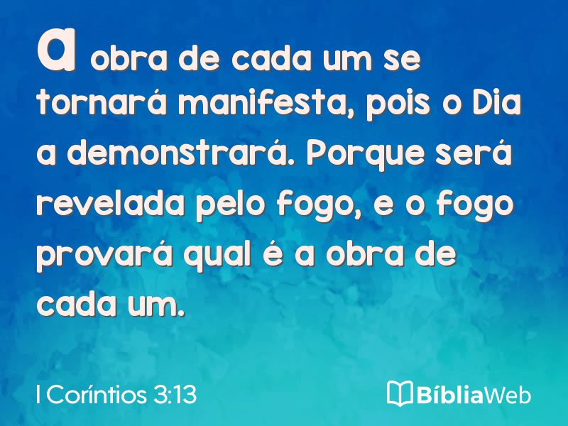I Coríntios 3:13 em imagem para compartilhar
