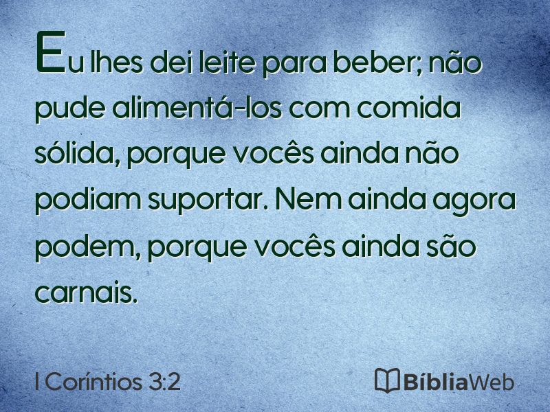 I Coríntios 3:2 em imagem para compartilhar