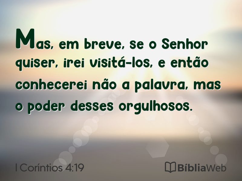 I Coríntios 4:19 em imagem para compartilhar