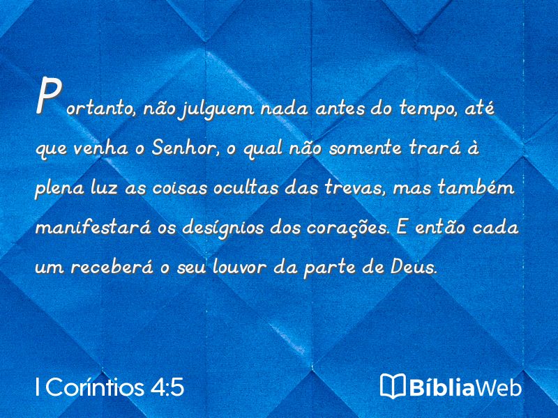 I Coríntios 4:5 em imagem para compartilhar