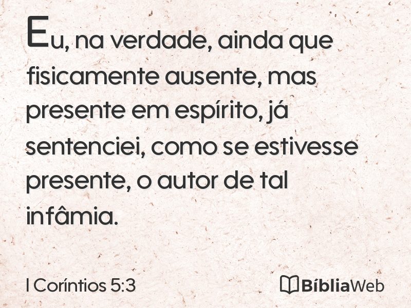 I Coríntios 5:3 em imagem para compartilhar