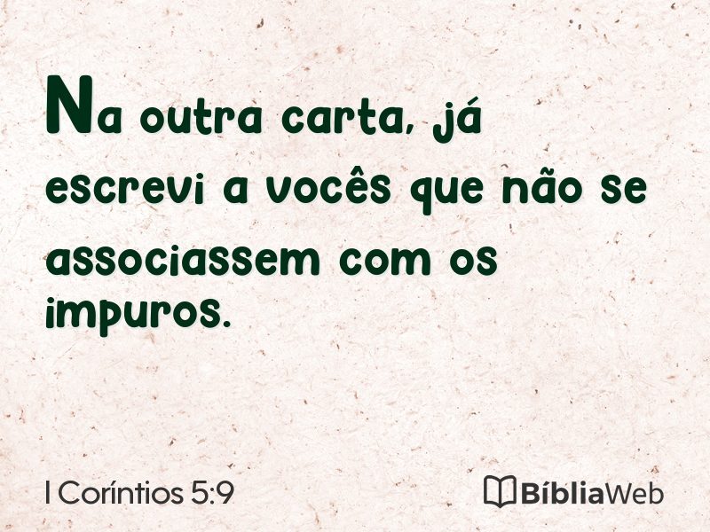 I Coríntios 5:9 em imagem para compartilhar