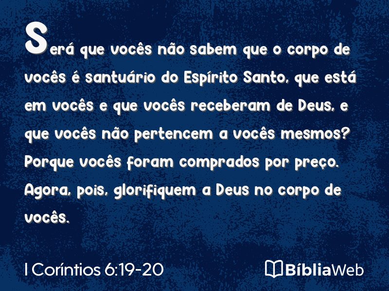I Coríntios 6:19-20 em imagem para compartilhar