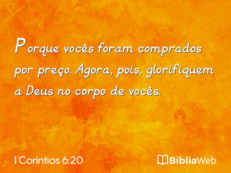 I Coríntios 6:20 em imagem para compartilhar