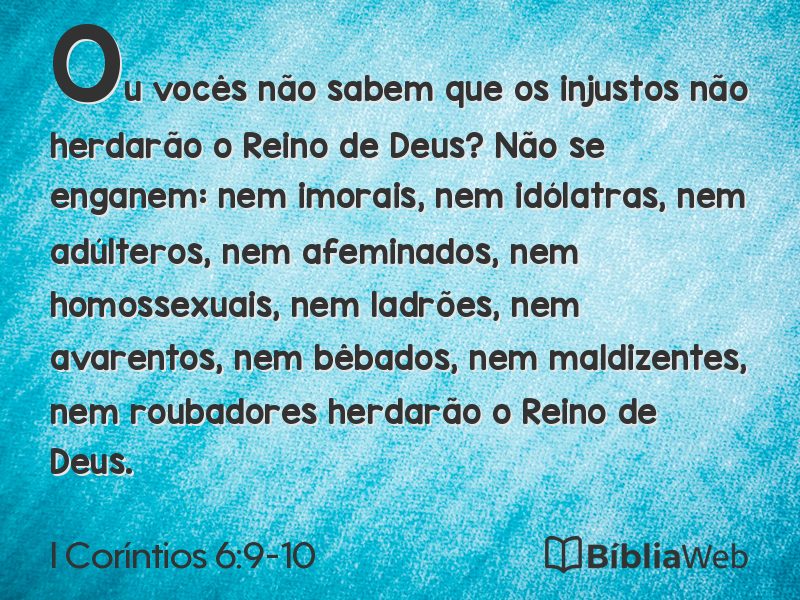I Coríntios 6:9-10 em imagem para compartilhar