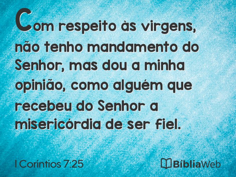 I Coríntios 7:25 em imagem para compartilhar
