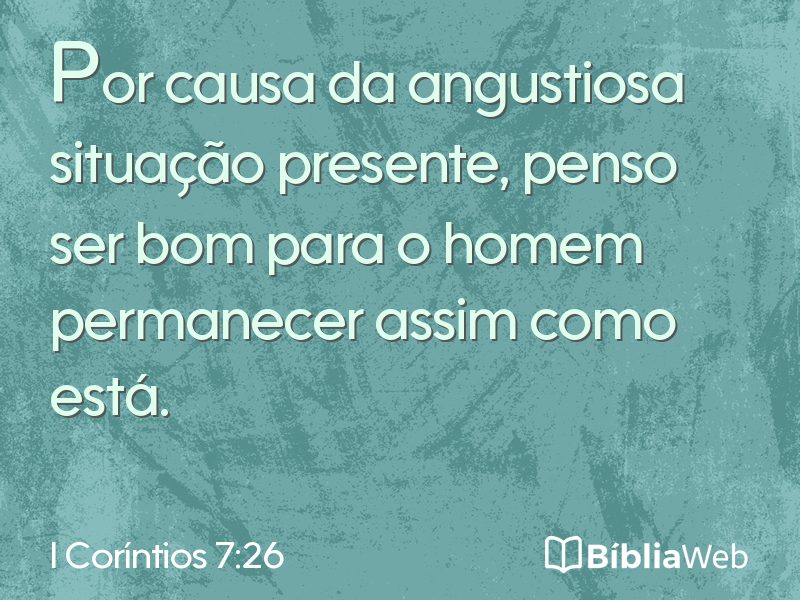 I Coríntios 7:26 em imagem para compartilhar