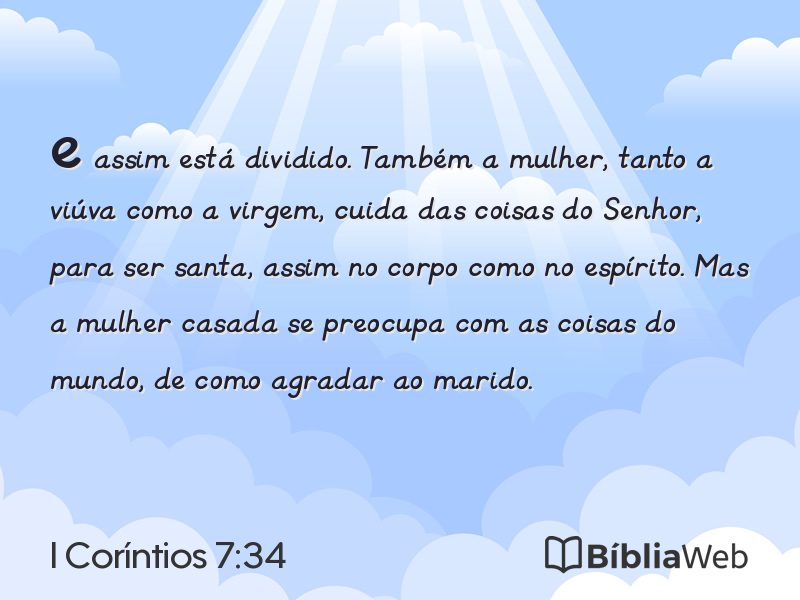 I Coríntios 7:34 em imagem para compartilhar