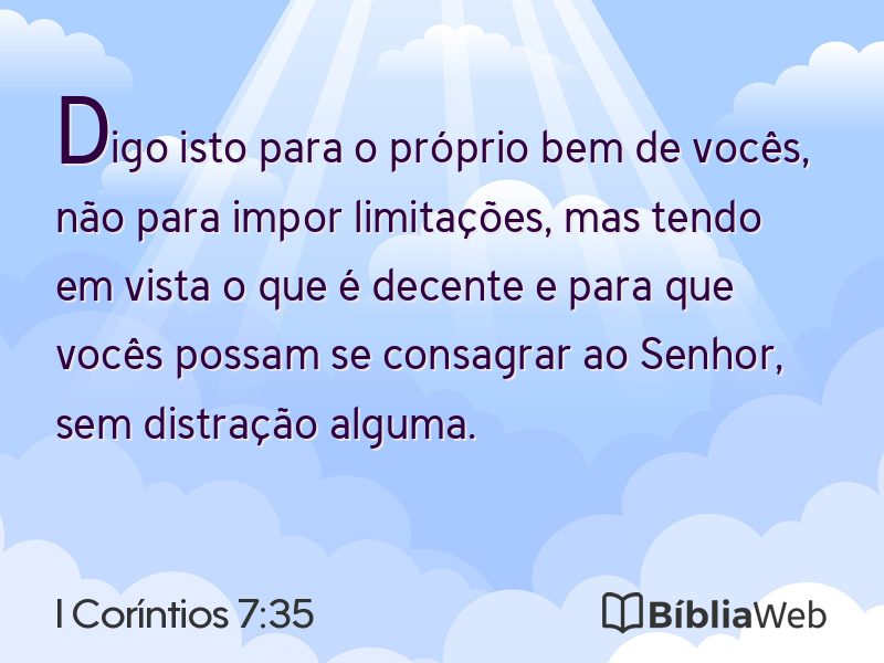 I Coríntios 7:35 em imagem para compartilhar