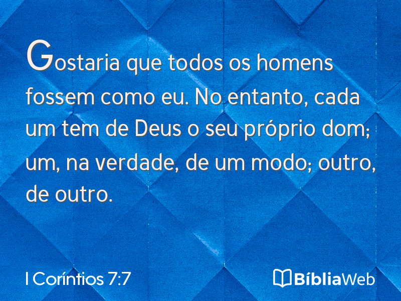 I Coríntios 7:7 em imagem para compartilhar