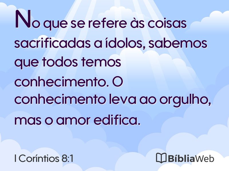 I Coríntios 8:1 em imagem para compartilhar