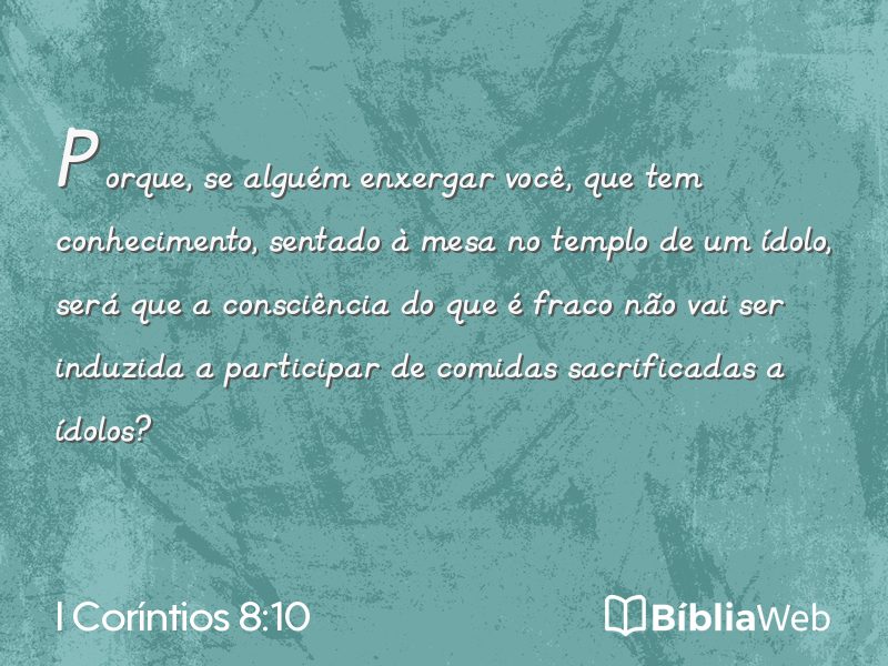 I Coríntios 8:10 em imagem para compartilhar