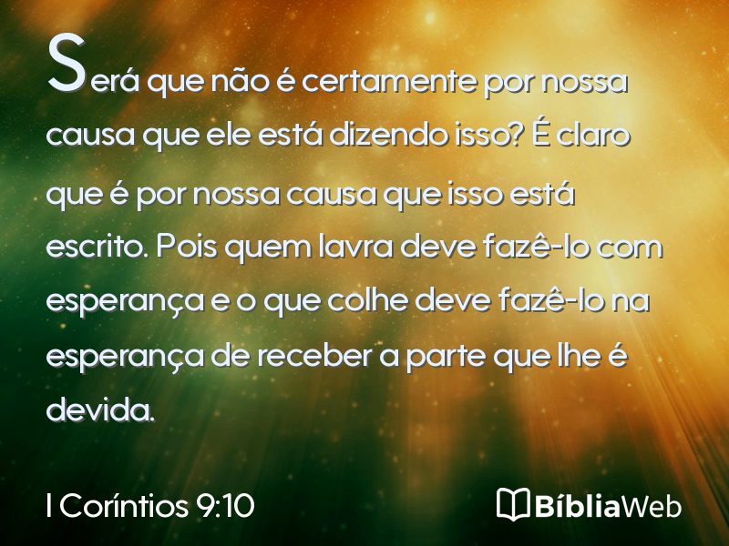 I Coríntios 9:10 em imagem para compartilhar