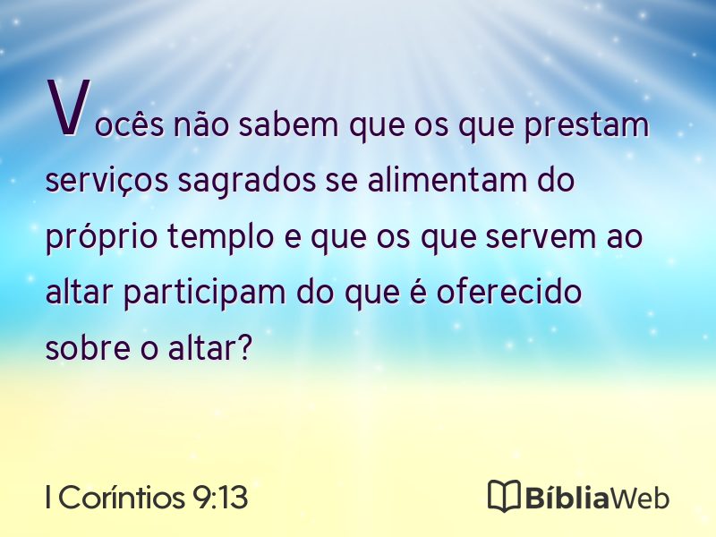I Coríntios 9:13 em imagem para compartilhar