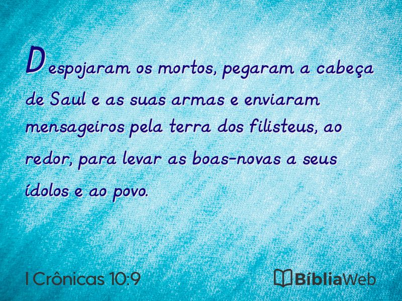 I Crônicas 10:9 em imagem para compartilhar