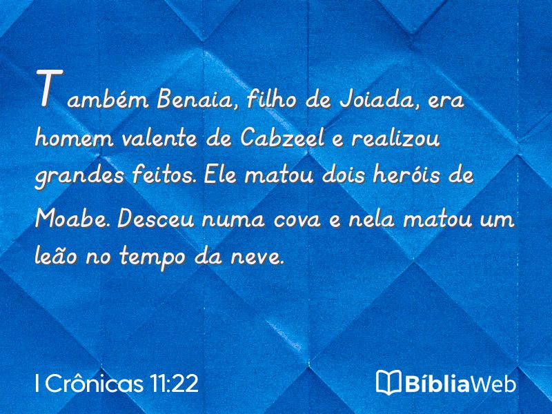 I Crônicas 11:22 em imagem para compartilhar