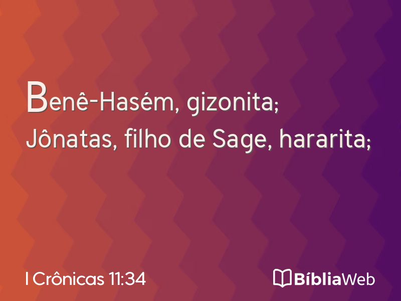 I Crônicas 11:34 em imagem para compartilhar