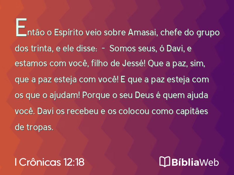 I Crônicas 12:18 em imagem para compartilhar