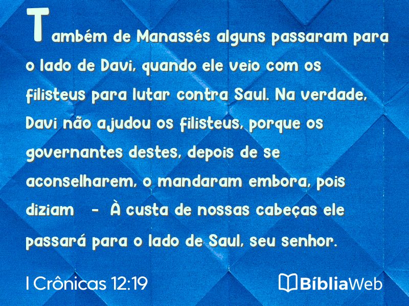 I Crônicas 12:19 em imagem para compartilhar